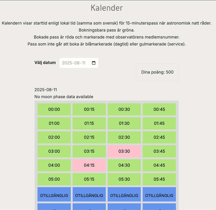 Telescope Booking Interface